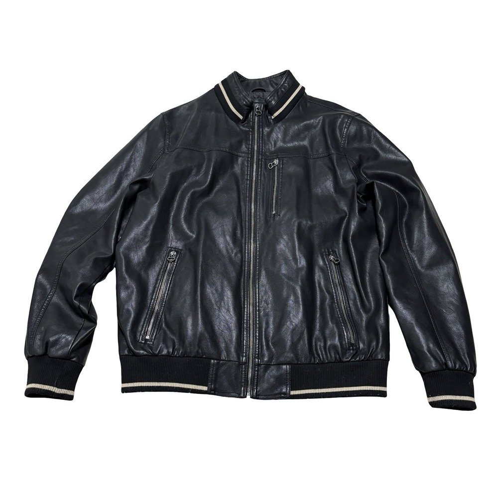Wilsons Cycle Faux Vegan Leather Jacket Moto Biker‎ Size Large 24 x 28.5